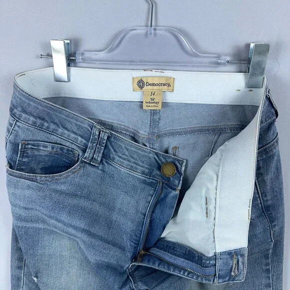Democracy Ab Technology Jeans Bootcut Womens Size 14 Distressed Mid Rise Blue - Picture 4 of 11
